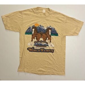 VTG USA Made Single Stitch Busch Gardens Clydesdale Horses T Shirt Men L Nature